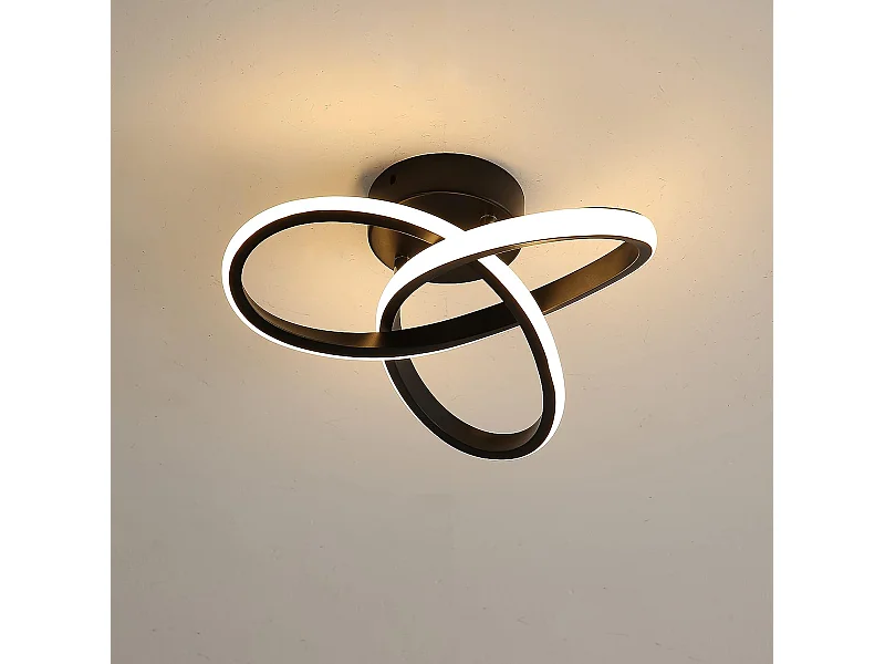 Plafonnier led moderne, noir, 25*10cm, 22w 2500lm, lumière blanc chaud
