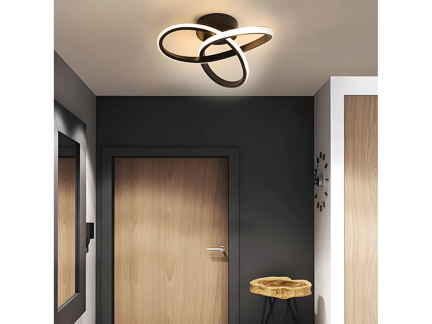 Plafonnier led moderne, noir, 25*10cm, 22w 2500lm, lumière blanc chaud