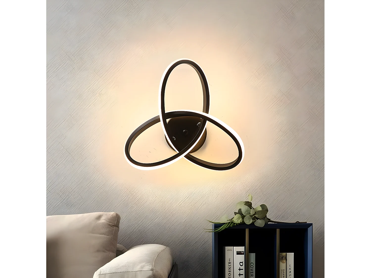 Plafonnier led moderne, noir, 25*10cm, 22w 2500lm, lumière blanc chaud