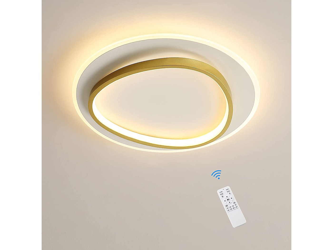 Plafonnier LED Design Moderne Or Et Argent - Luminaire Intelligent - Éclairage Salon/chambre Neuf