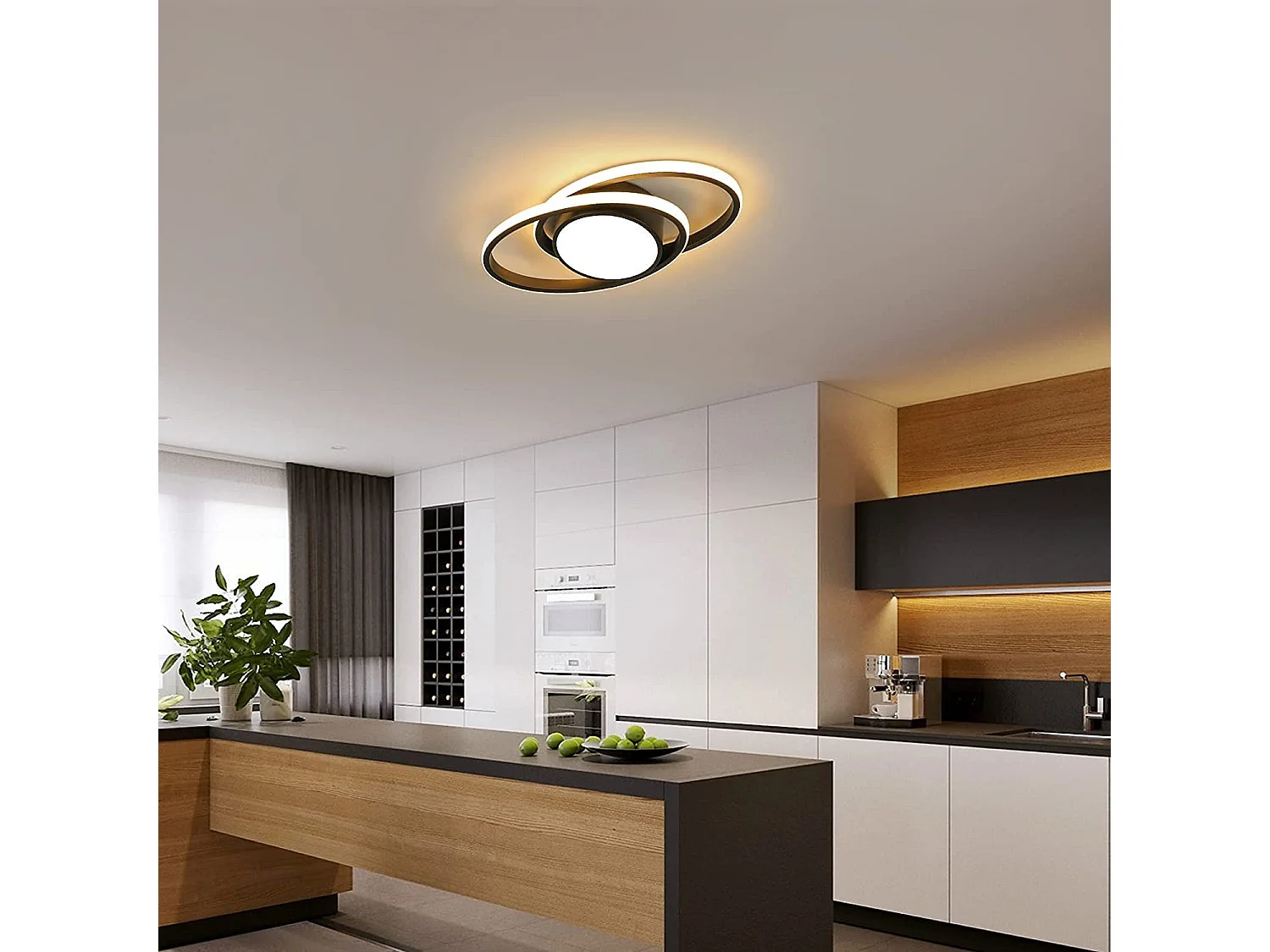 Moderne LED-Deckenleuchte, 38,5 x 17 x 6 cm, 42 W, 4000 lm, warmes Licht