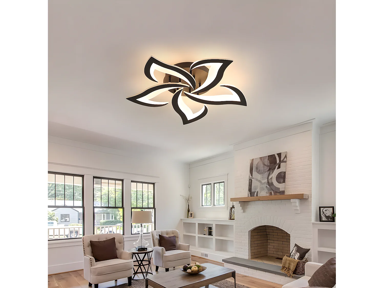 Luz de techo LED moderna 60W Pétalos creativos Diseño, 60*60*8cm, en acrílico, luz cálida