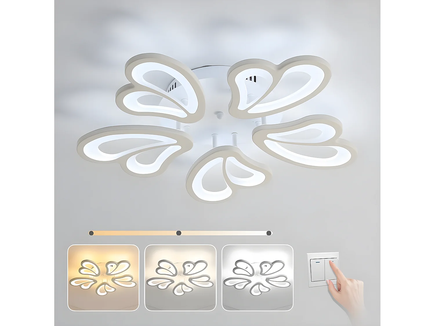 Plafonnier led 70w lustre créatif forme de fleur,  60 * 60 * 9cm,  en acrylique, dimmable