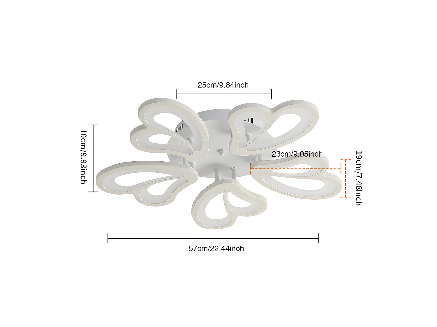Plafonnier led 70w lustre créatif forme de fleur,  60 * 60 * 9cm,  en acrylique, dimmable
