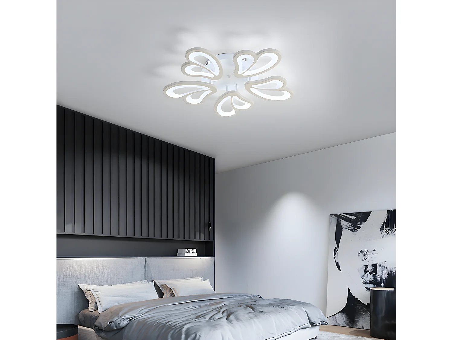 Plafonnier led 70w lustre créatif forme de fleur,  60 * 60 * 9cm,  en acrylique, dimmable
