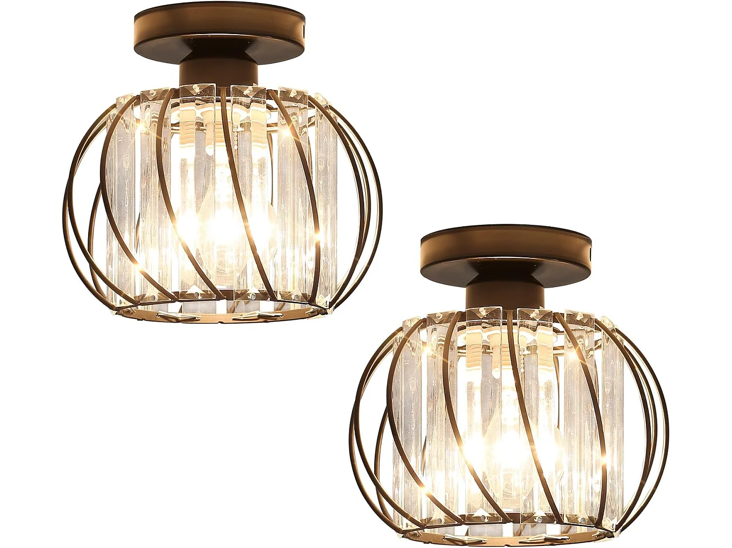 Stück moderne E27-Kristallkäfig-Deckenleuchte, D19*18cm, schwarz, ohne Leuchtmittel