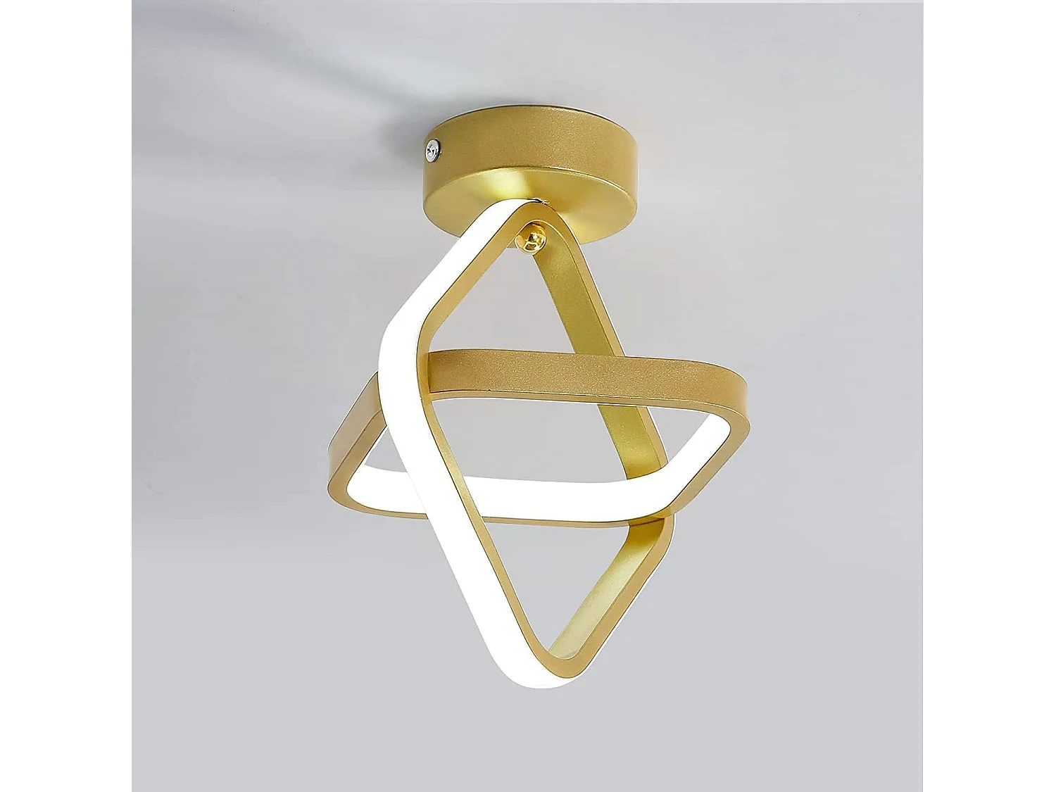 Plafonnier led 24w moderne carré, 22cm*25cm, or, en métal, lumière blanc