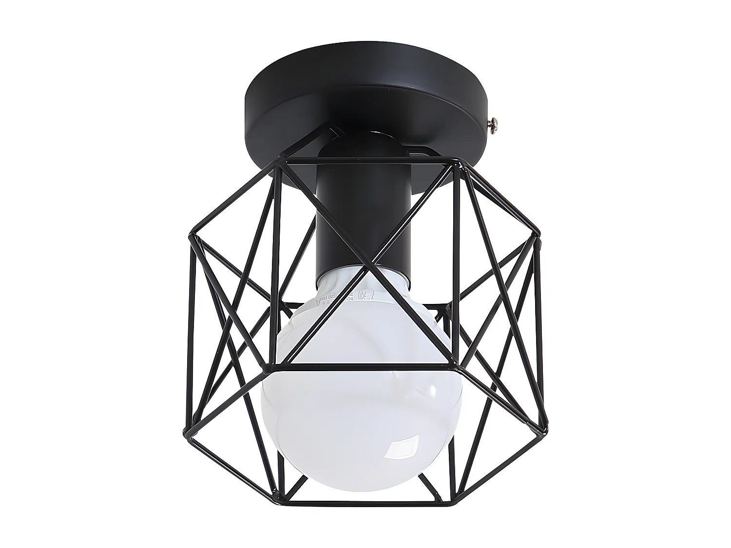 Retro Industrial Black Cage Deckenleuchte, Schwarz, 14*16cm, Eisen, Glühbirnen