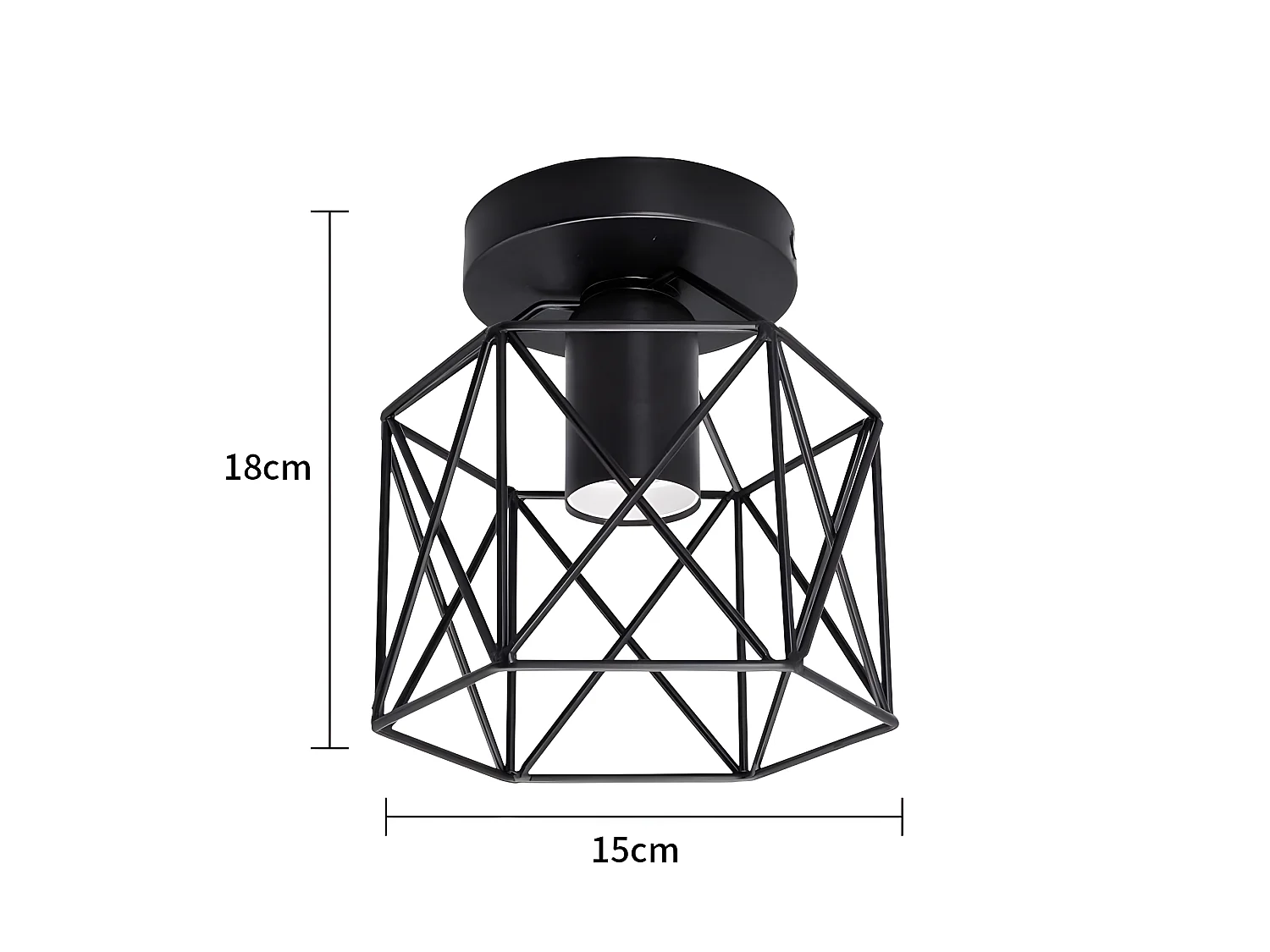 Retro Industrial Black Cage Deckenleuchte, Schwarz, 14*16cm, Eisen, Glühbirnen