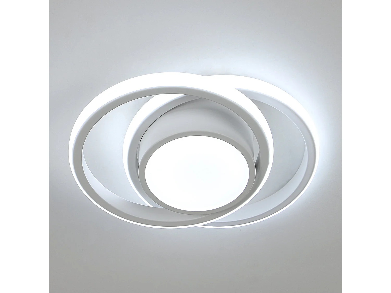 Moderne runde LED-Deckenleuchte, weiß, 27 x 22 x 6 cm, 32 W, 2500 lm, kaltweißes Licht