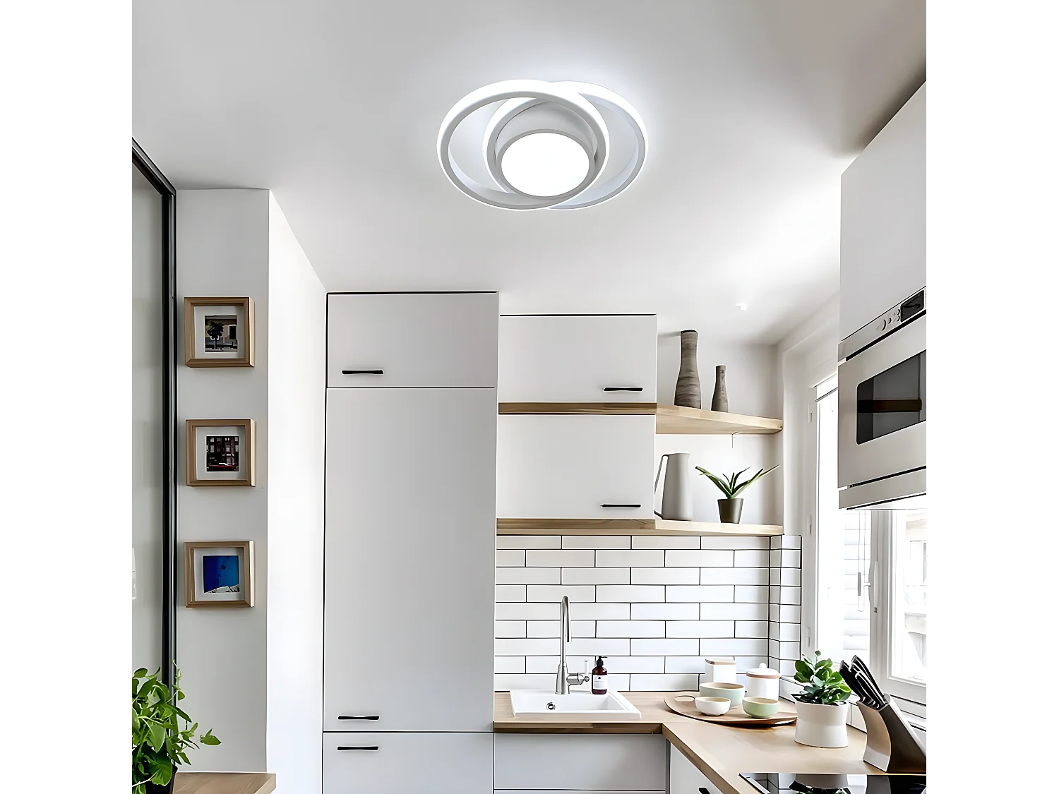 Moderne runde LED-Deckenleuchte, weiß, 27 x 22 x 6 cm, 32 W, 2500 lm, kaltweißes Licht