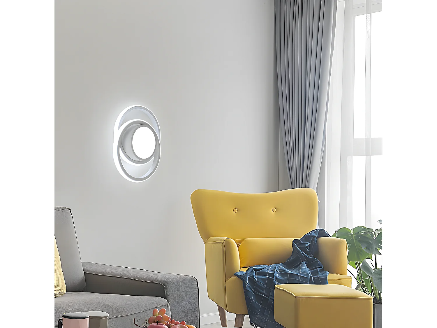 Moderne runde LED-Deckenleuchte, weiß, 27 x 22 x 6 cm, 32 W, 2500 lm, kaltweißes Licht