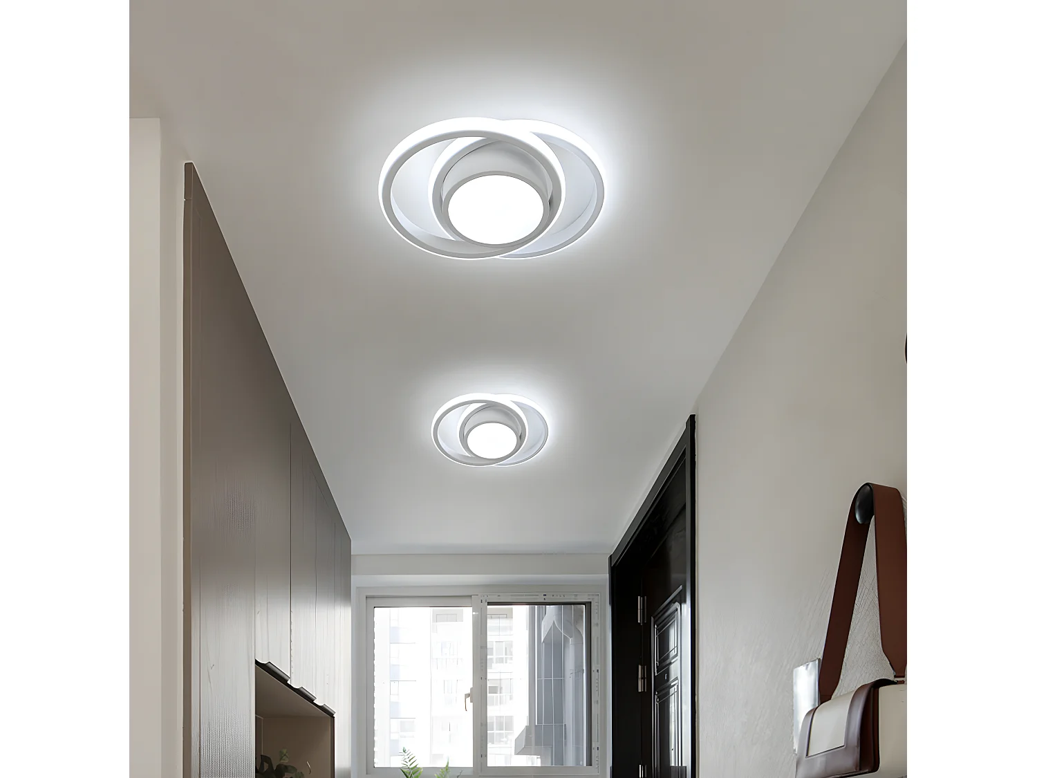 Moderne runde LED-Deckenleuchte, weiß, 27 x 22 x 6 cm, 32 W, 2500 lm, kaltweißes Licht