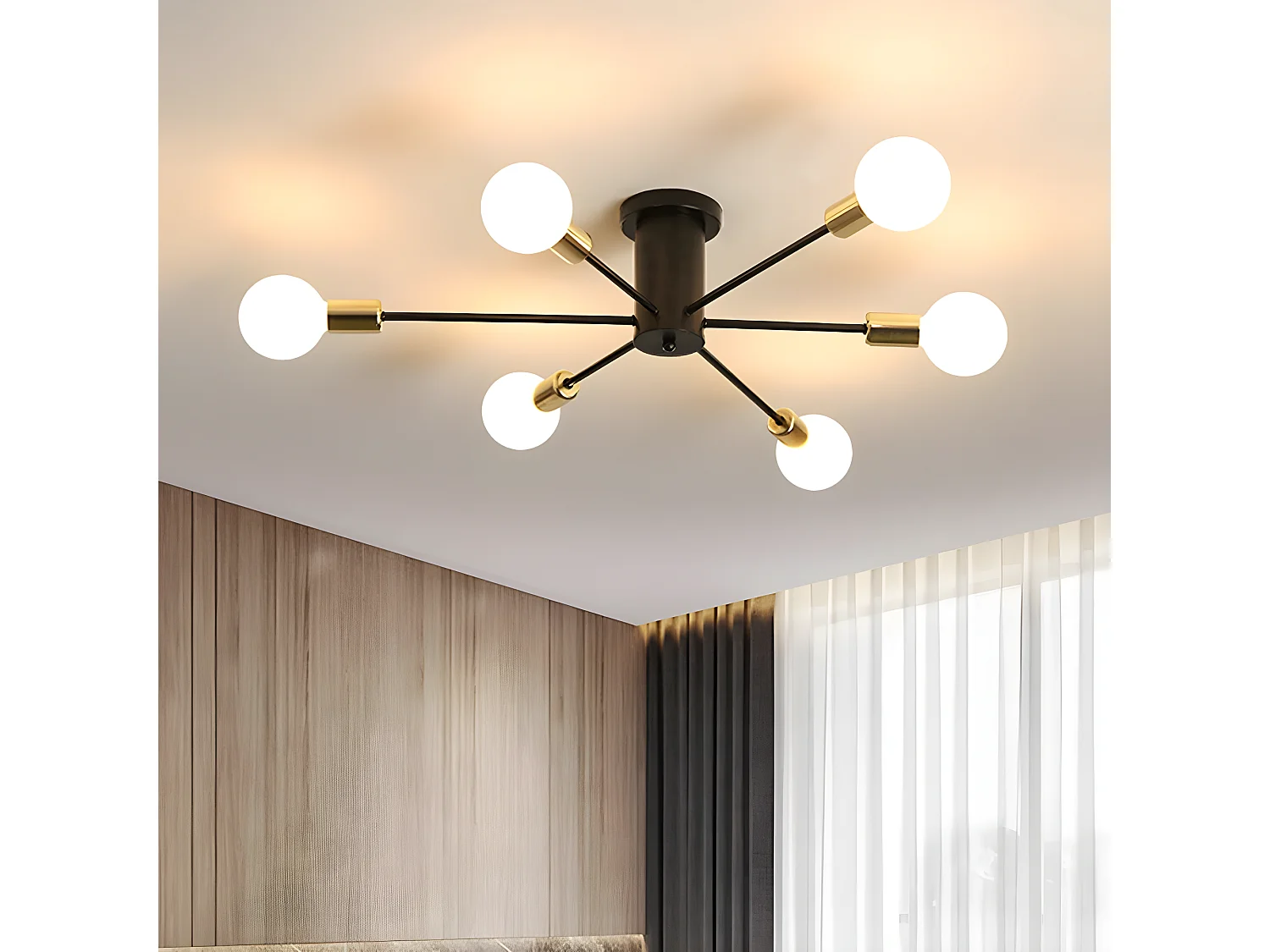 Lumo industriale Light Vintage Vintage lampadario, 54*54*15 cm, 6-Lampe senza lampadina E27, in metallo