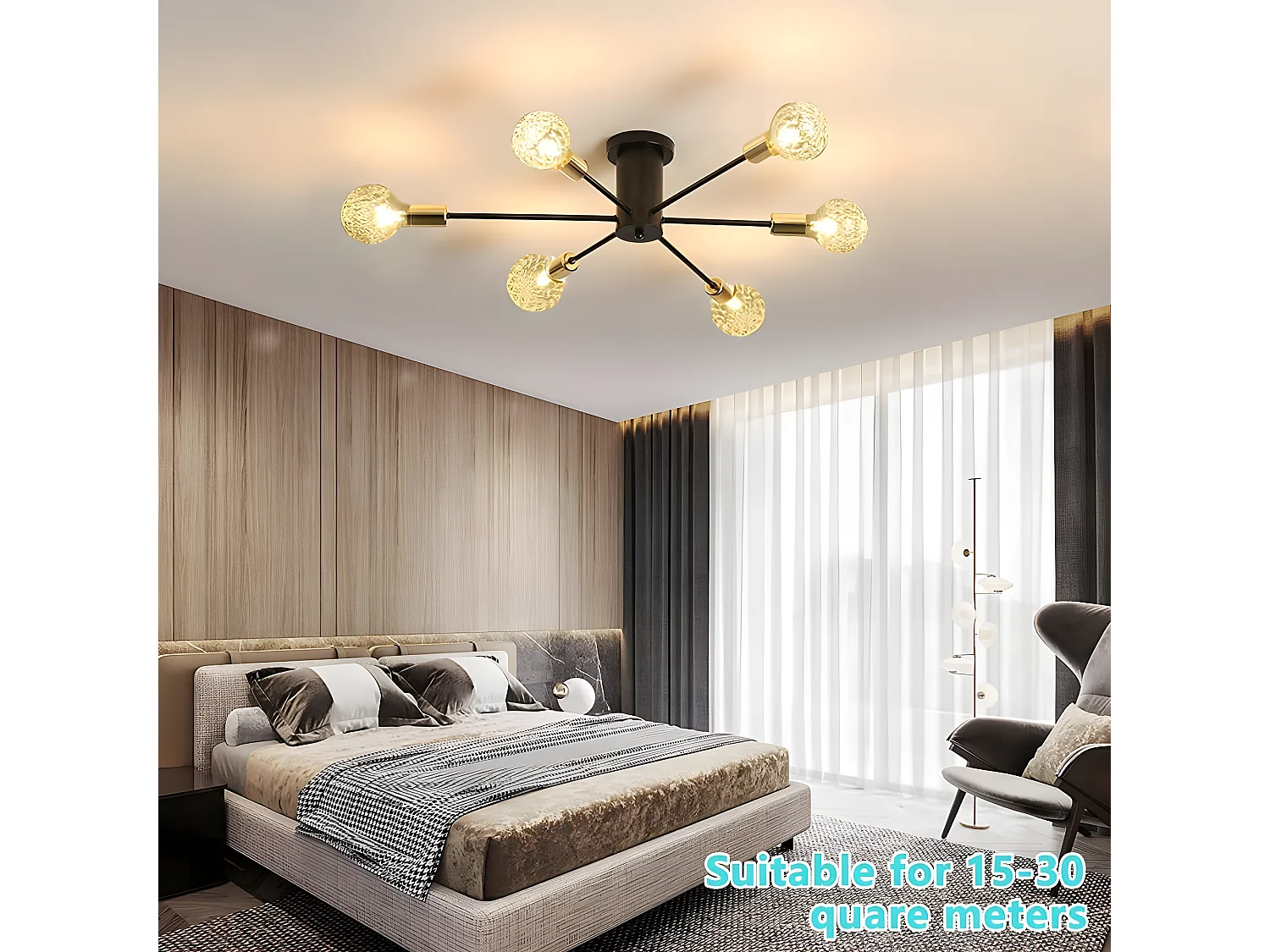 Lumo industriale Light Vintage Vintage lampadario, 54*54*15 cm, 6-Lampe senza lampadina E27, in metallo