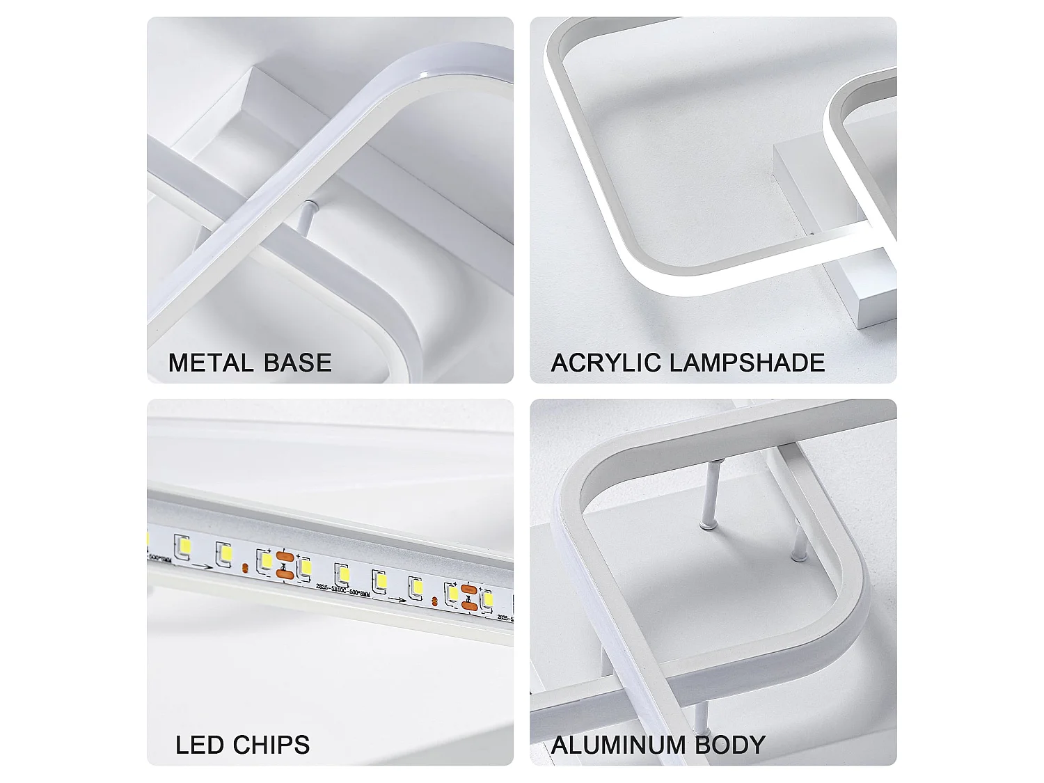 Plafonnier carré moderne,  69 * 37 * 10cm, blanc, en acrylique 42w, lumière blanc froid