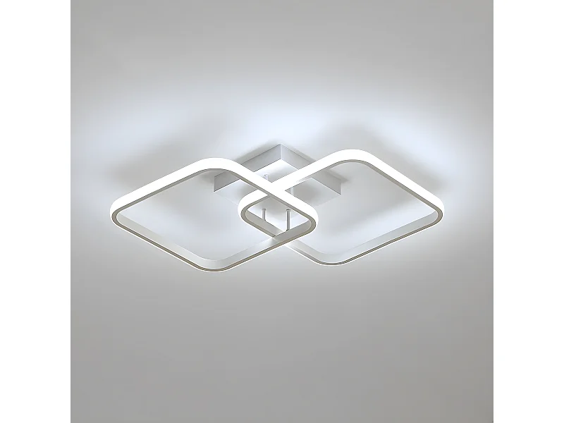 Plafonnier carré moderne,  69 * 37 * 10cm, blanc, en acrylique 42w, lumière blanc froid