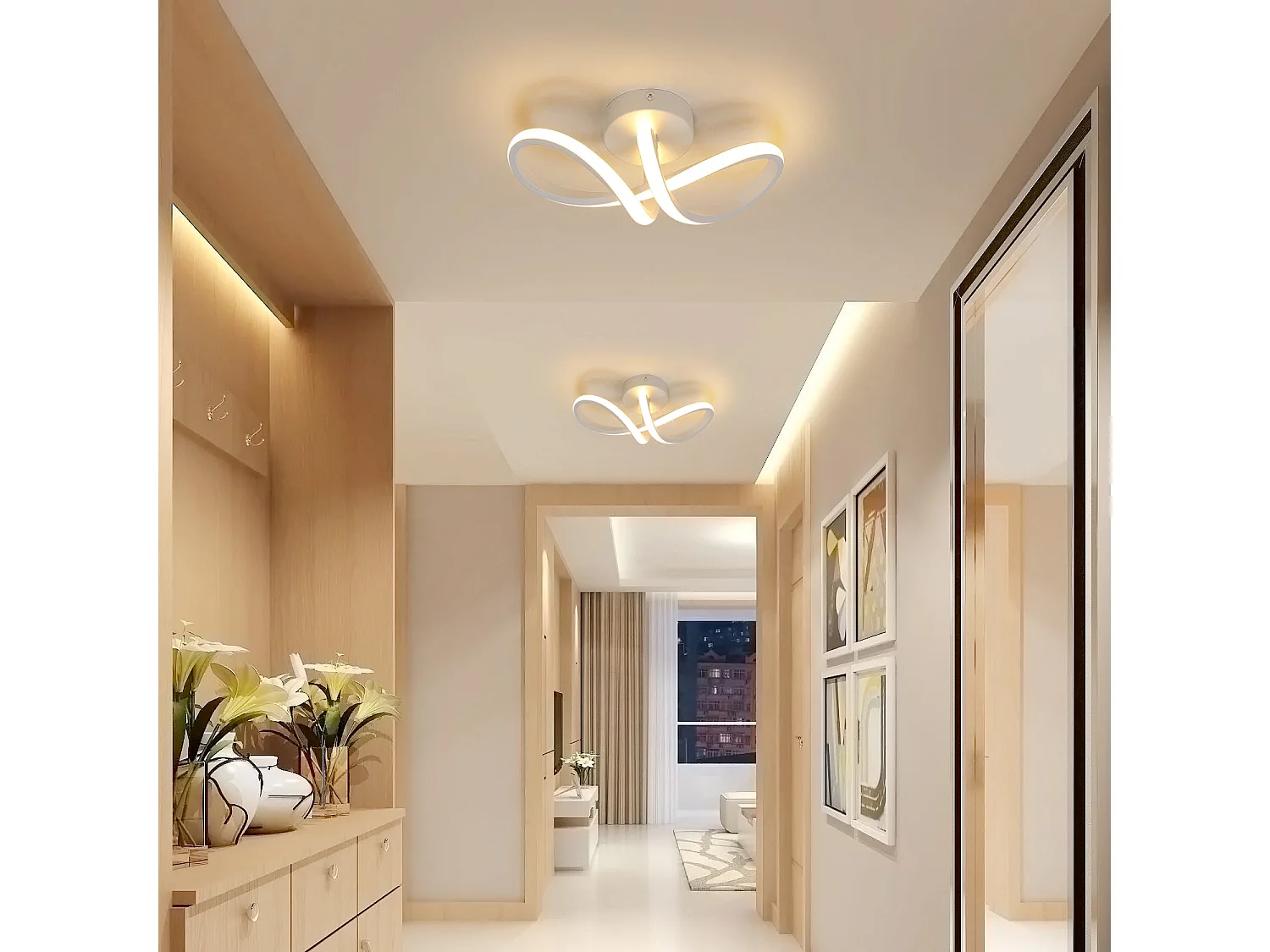 Plafonnier led moderne, L29*W10, courbe 16w 2500lm, lumière blanc chaud