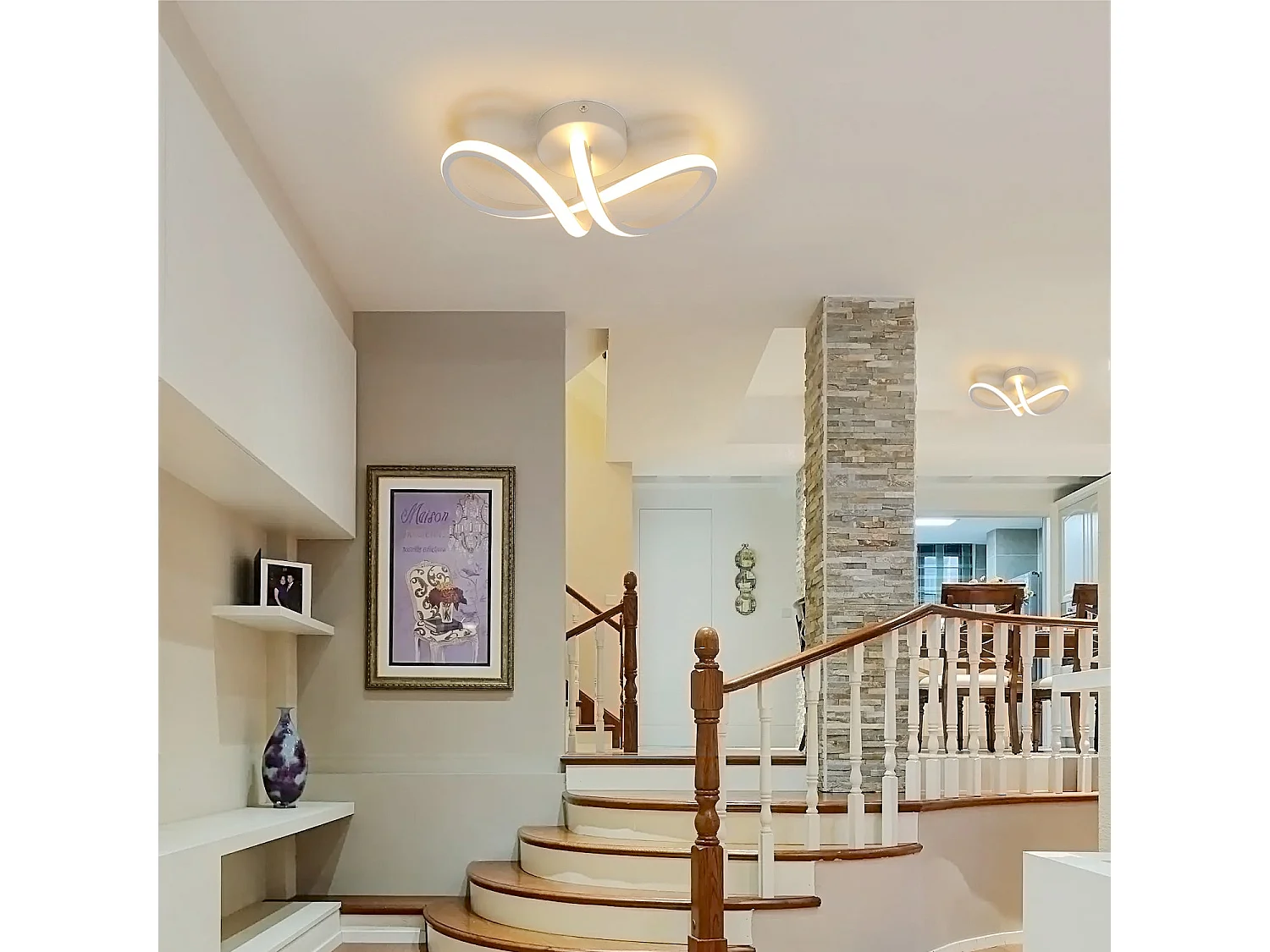 Plafonnier led moderne, L29*W10, courbe 16w 2500lm, lumière blanc chaud