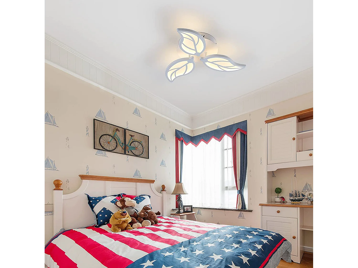 Luci a soffitto a LED moderne foglie da 30 W, bianco, 50 * 50 * 8 cm, in acrilico, luce calda