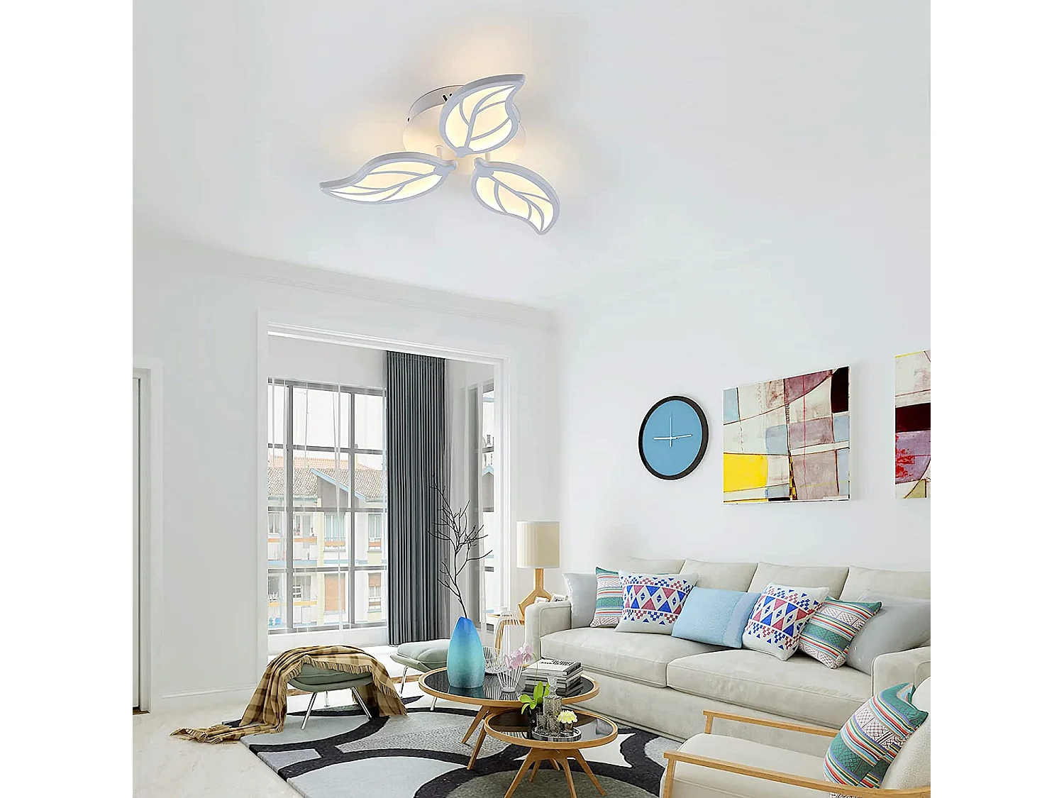 Luci a soffitto a LED moderne foglie da 30 W, bianco, 50 * 50 * 8 cm, in acrilico, luce calda