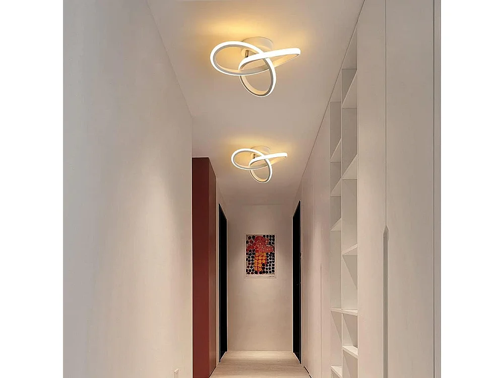 Plafonnier led moderne design en forme de fleur, blanc, 25*10cm, 22w, lumière chaud