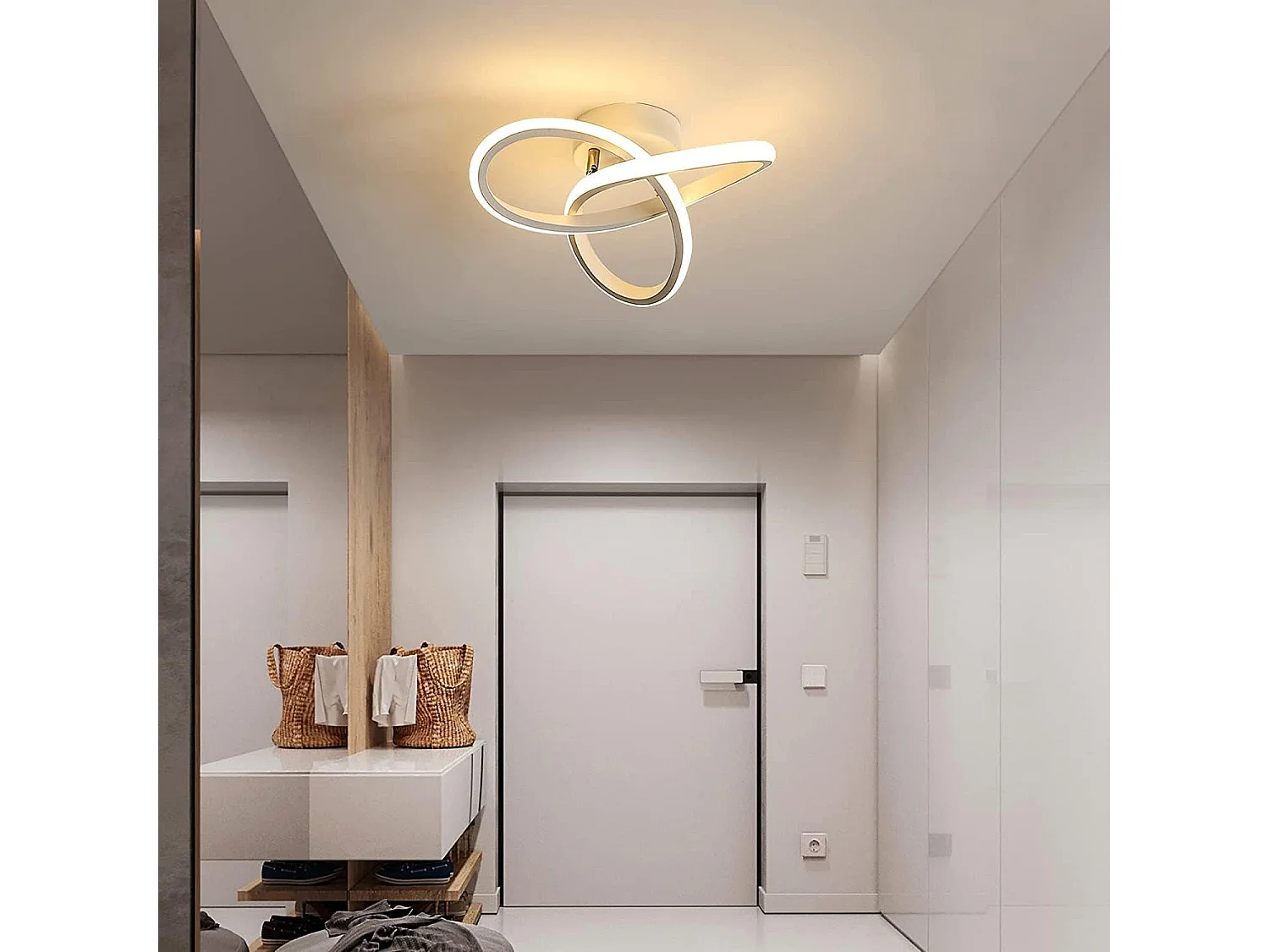 Plafonnier led moderne design en forme de fleur, blanc, 25*10cm, 22w, lumière chaud