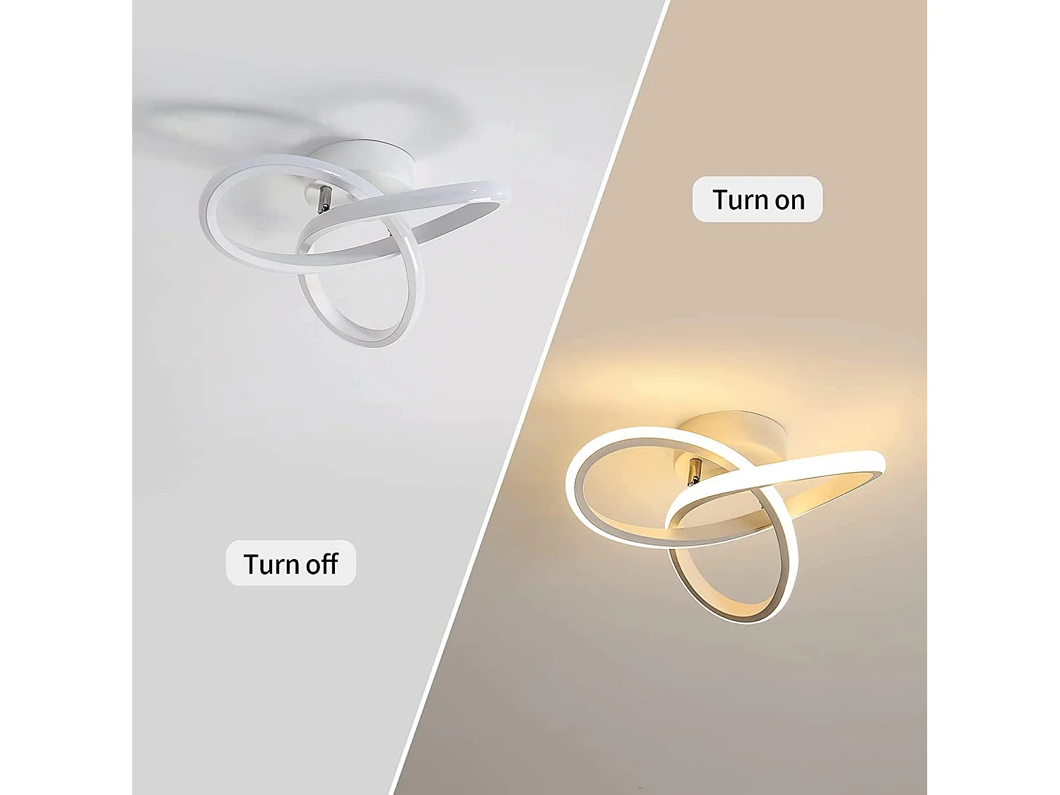 Plafonnier led moderne design en forme de fleur, blanc, 25*10cm, 22w, lumière chaud