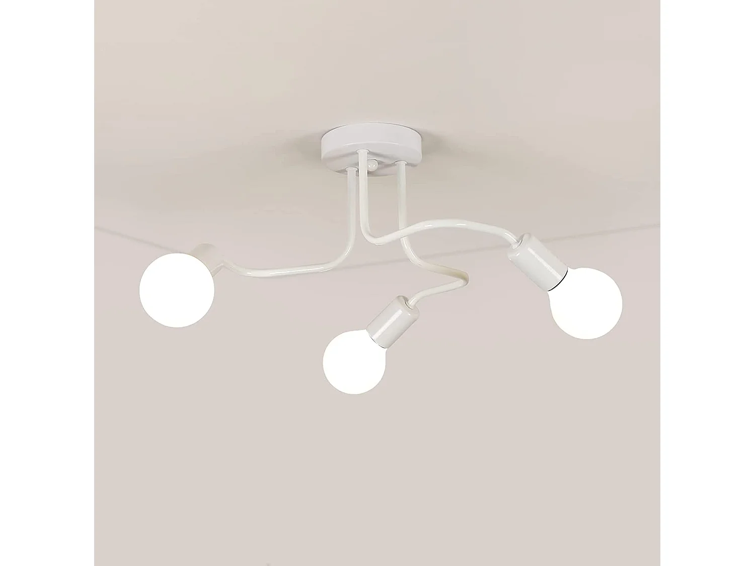 Chandelier vintage, lámpara de techo industrial 3 luces, 42*42*21 cm, blanco, sin bombilla E27