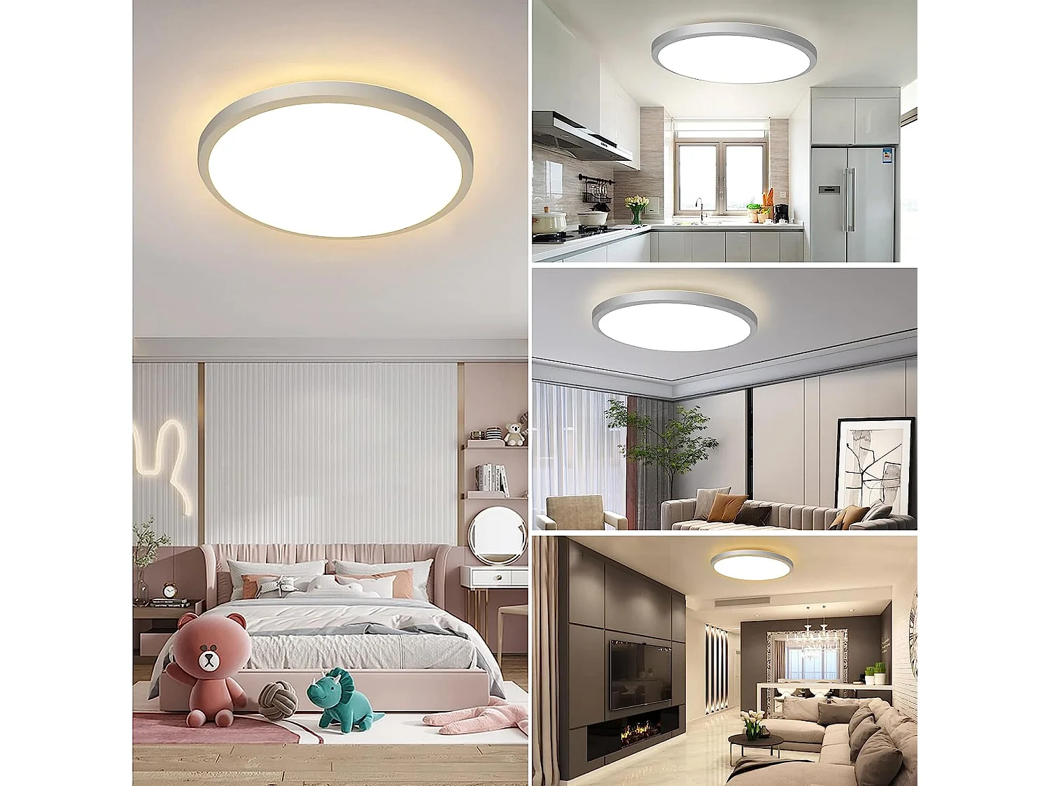 Plafonnier led dimmable rgb 3000k-6500k rond, 28*5.2cm,  étanche ip54, avec télécommande