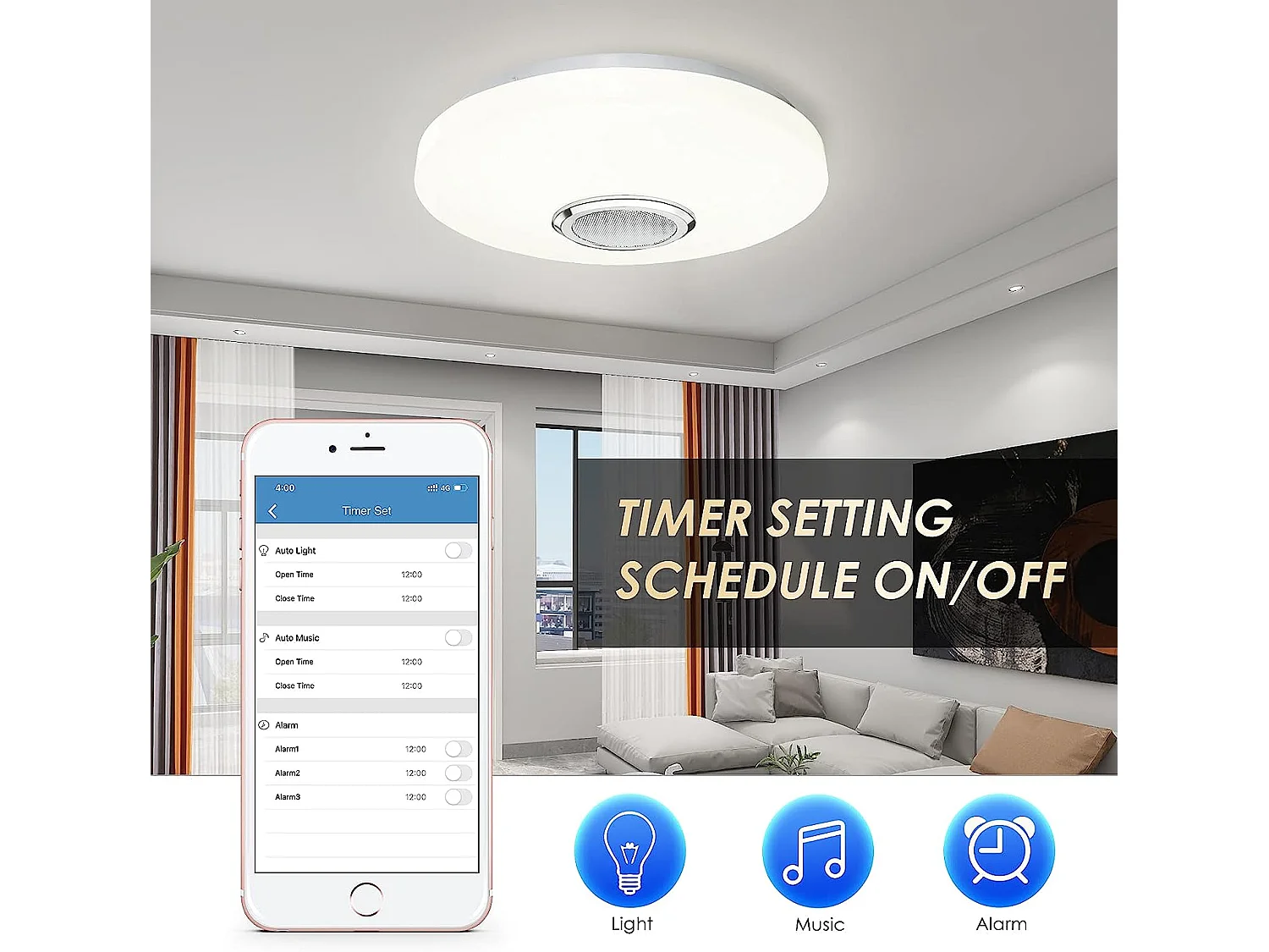 plafonnier led RGB moderne dimmable, 33*6cm, avec télécommande, multicolore