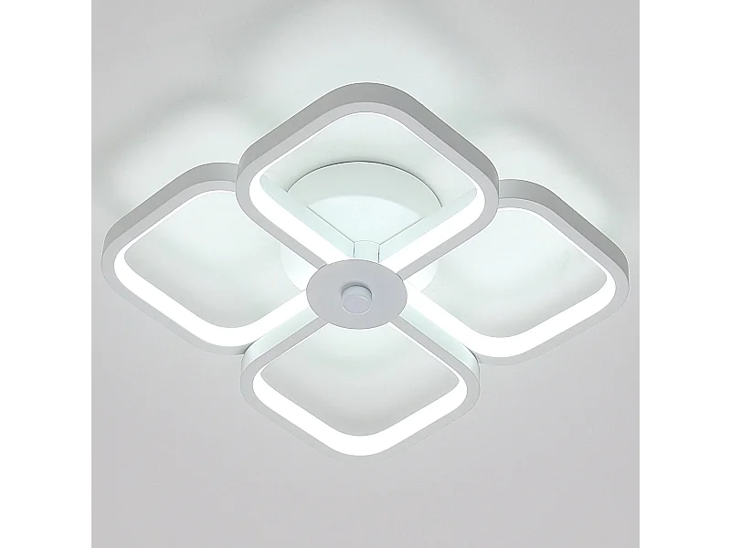 Plafonnier led rectangulaire moderne,  blanc, 31.5*31.5*7cm, en métal acrylique, 30w, lumière froid