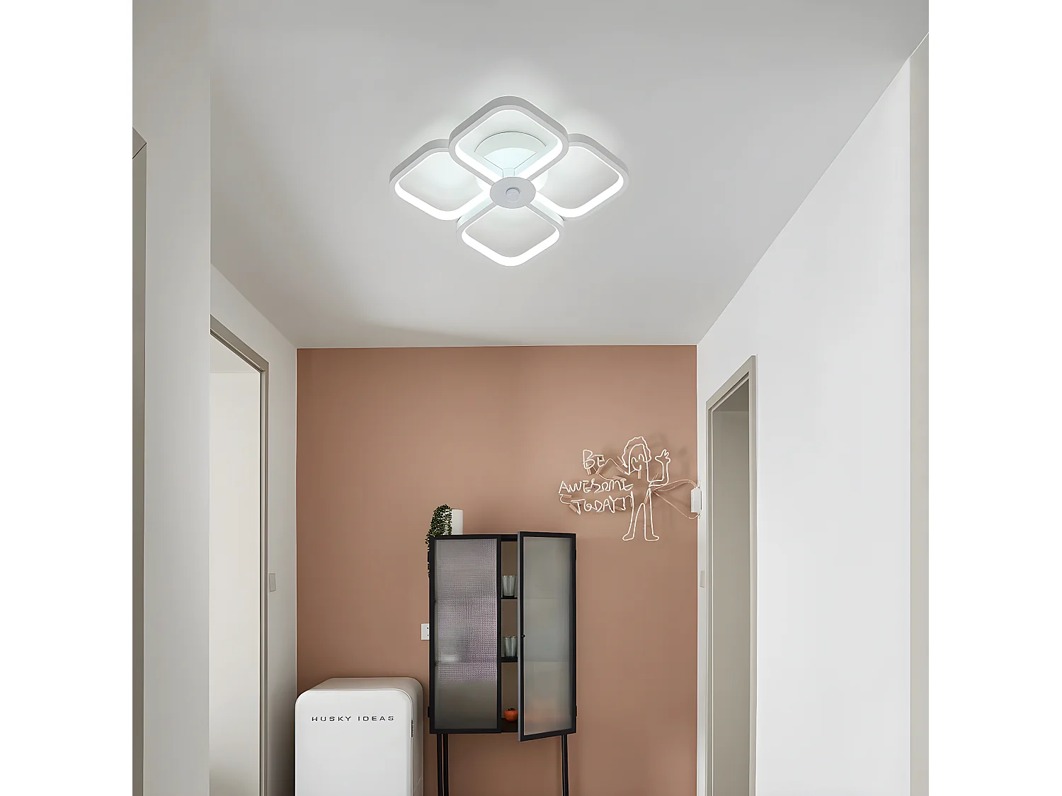 Plafonnier led rectangulaire moderne,  blanc, 31.5*31.5*7cm, en métal acrylique, 30w, lumière froid