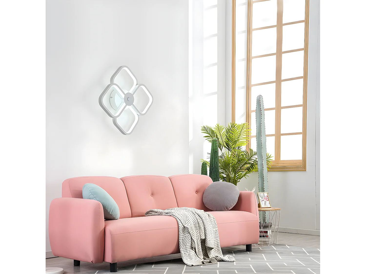 Plafonnier led rectangulaire moderne,  blanc, 31.5*31.5*7cm, en métal acrylique, 30w, lumière froid