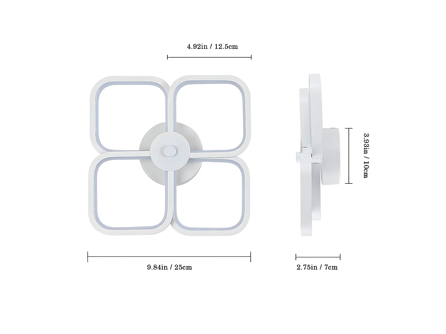 Luz de techo LED rectangular moderna, blanco, 31.5*31.5*7cm, en metal acrílico, 30W, luz fría