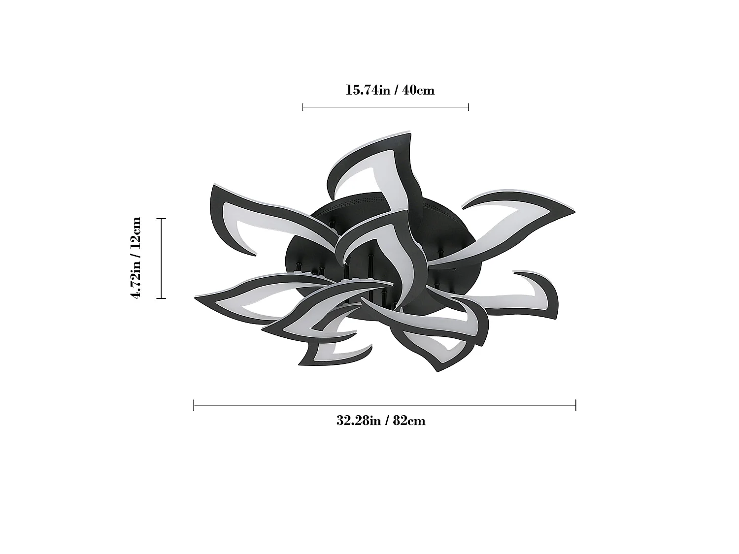 Plafonnier led dimmable creative,  noir , 82*82*12cm,  avec télécommande, 70w