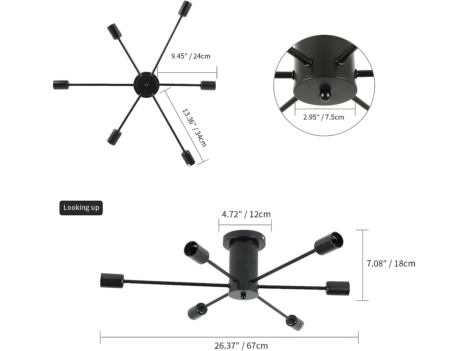 Plafonnier industrielle,  70*70*15cm rétro, E27 vintage suspension luminaire, sans ampoules