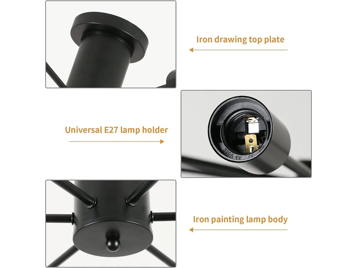 Plafonnier industrielle,  70*70*15cm rétro, E27 vintage suspension luminaire, sans ampoules