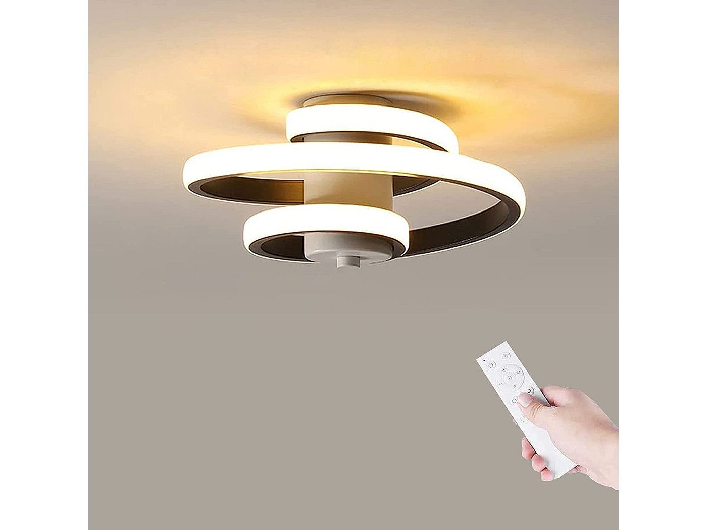 NETTLIFE Plafonnier LED 37W, 54x32x8,5cm moderne dimmable avec télécommande en métal lampe de salon design