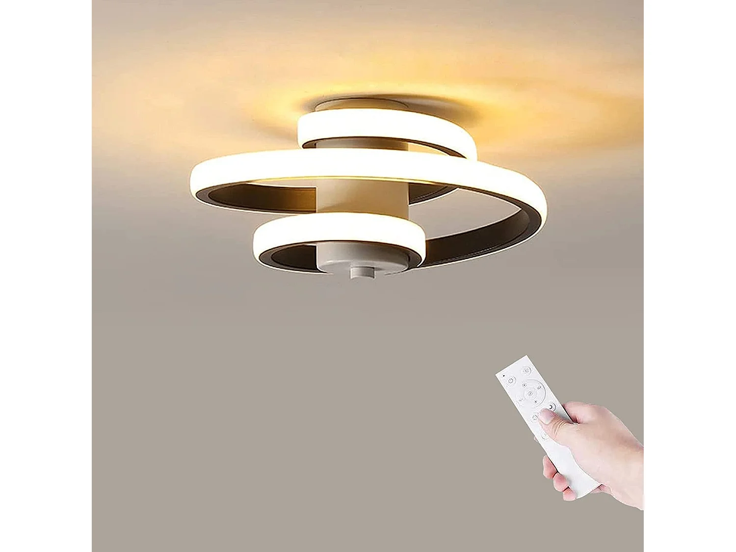 Soffitto a LED Spirale chiaro Dimmabile moderno 18W, bianco, 23*21*10 cm, in metallo acrilico, con telecomando