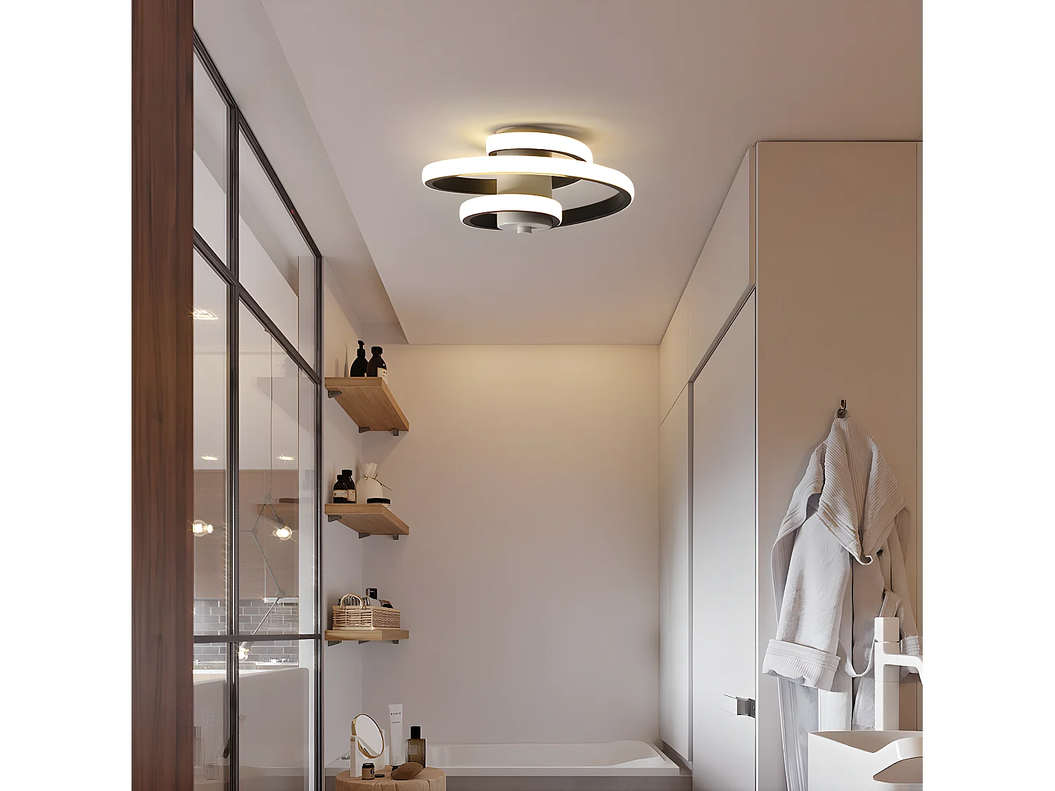 Soffitto a LED Spirale chiaro Dimmabile moderno 18W, bianco, 23*21*10 cm, in metallo acrilico, con telecomando