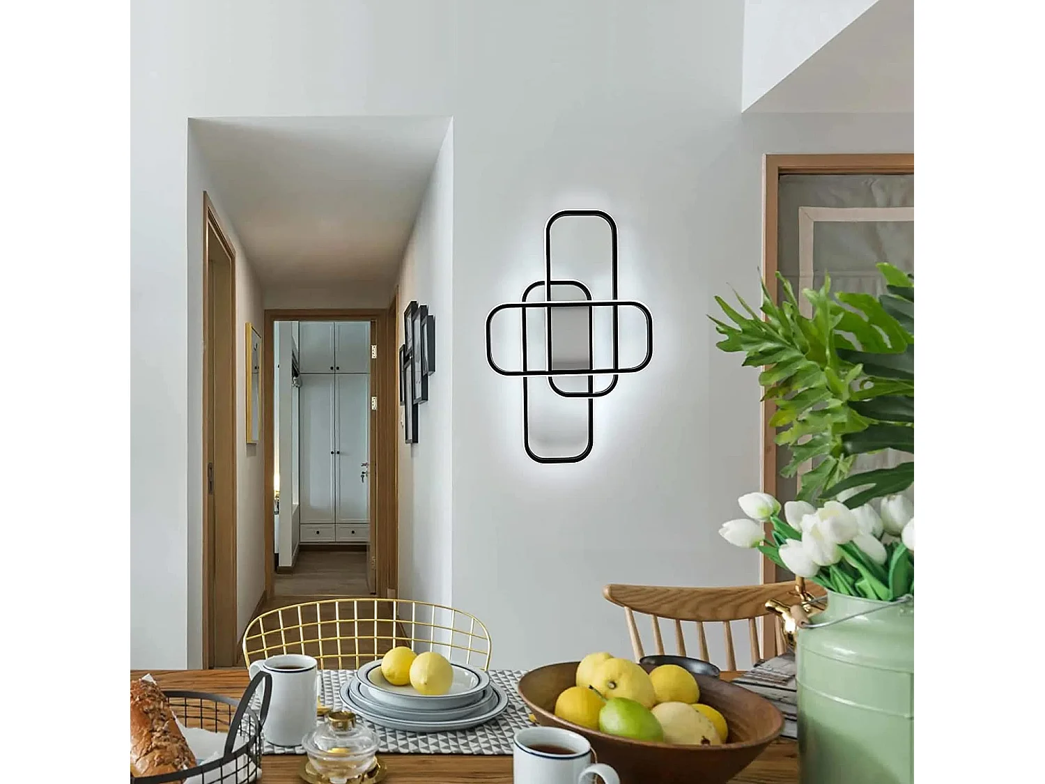 Plafonnier led moderne dimmable rectangulaire, noir, 55*35*7cm, 44w avec télécommande