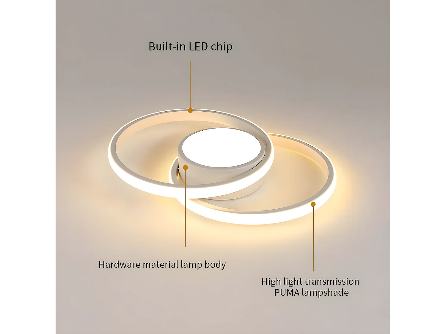 Luce a soffitto a LED moderna a LED, 40*28,5 cm, 42W 4000LM, luce calda