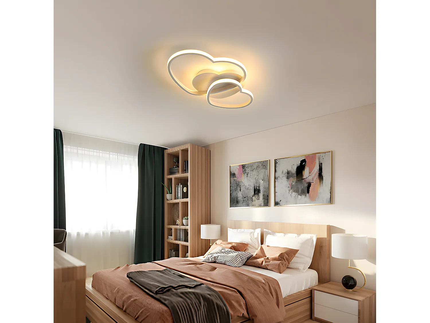 Plafonnier led dimmable moderne avec télécommande,  50*33*8cm, en silice et aluminium pour salon salle