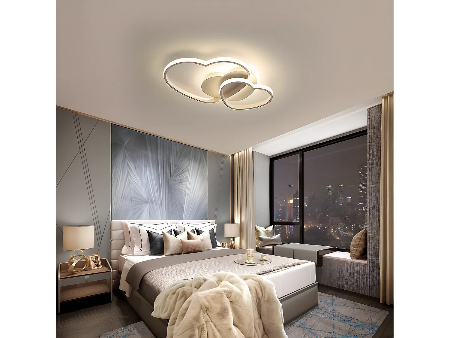 Moderne LED-Deckenleuchte mit Fernbedienung, 50 x 33 x 8 cm, Deckenleuchte aus Silica-Aluminium für Wohnzimmer