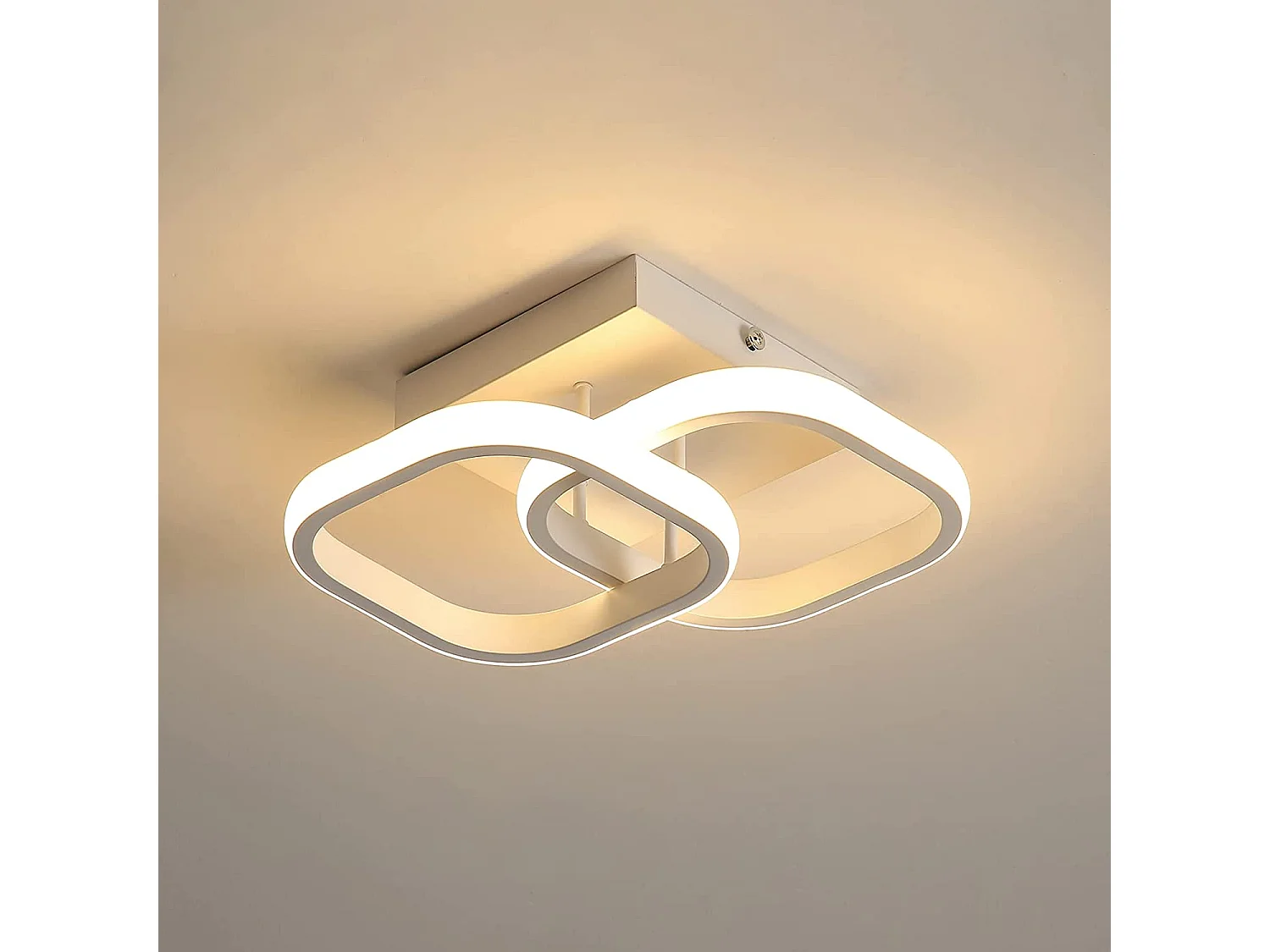 Plafonnier led 22w design moderne cercle carré,  24*24*9.5cm pour cuisine salle à mange