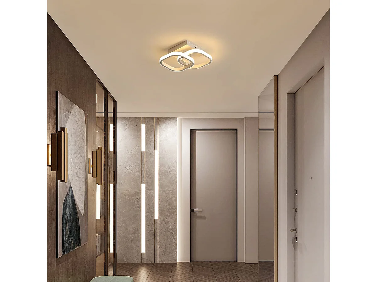 Plafonnier led 22w design moderne cercle carré,  24*24*9.5cm pour cuisine salle à mange