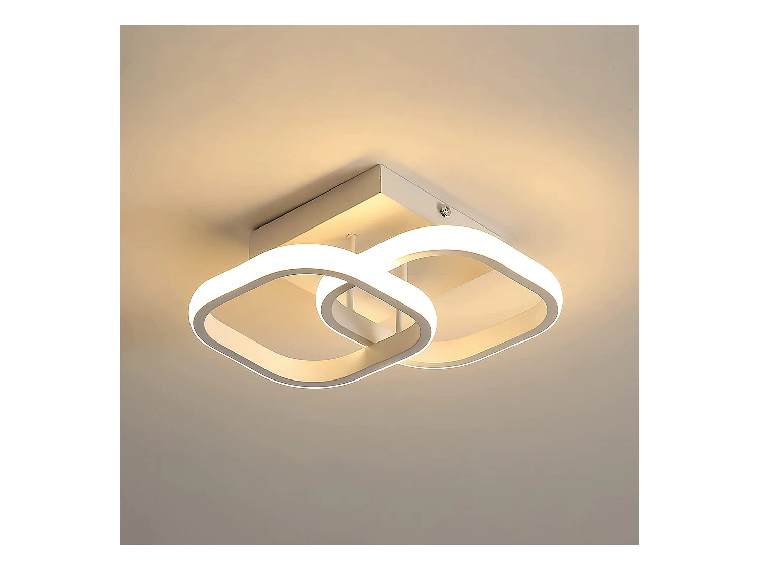 Plafonnier led 22w design moderne cercle carré,  24*24*9.5cm pour cuisine salle à mange