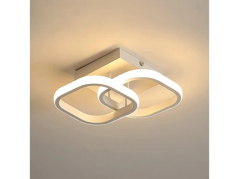 Plafonnier led 22w design moderne cercle carré,  24*24*9.5cm pour cuisine salle à mange