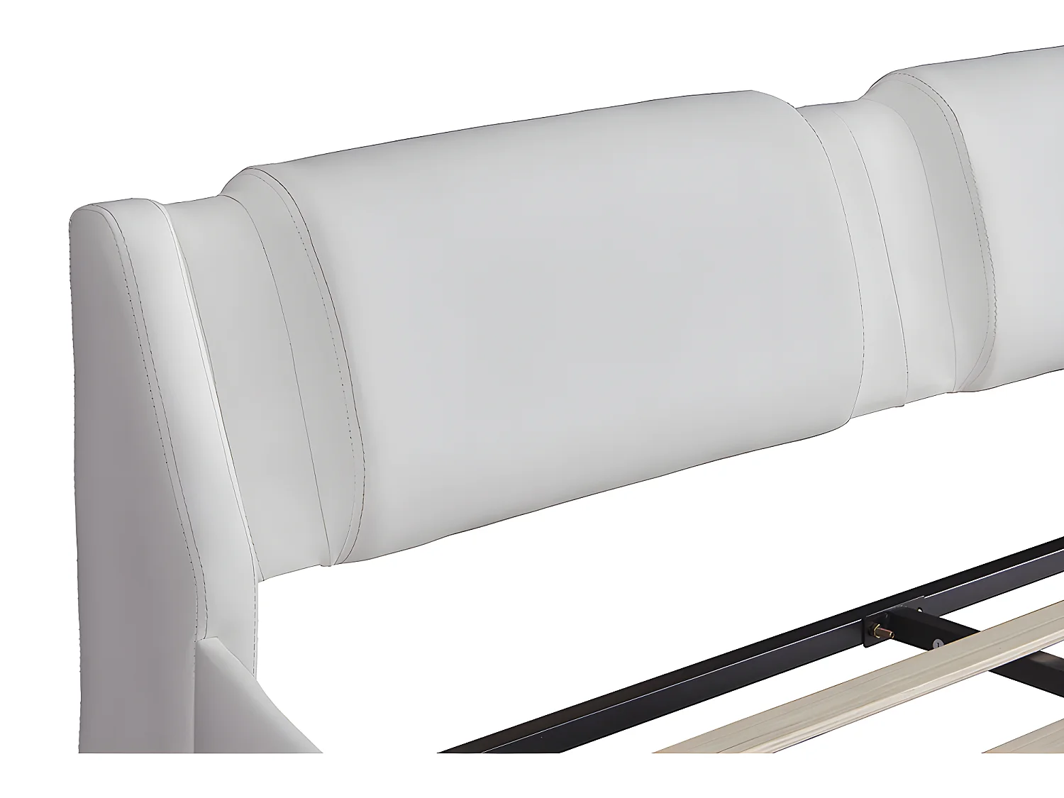 Lit avec tête de lit capitonnée avec LED- 140 x 200 cm - Blanc - Sweiko